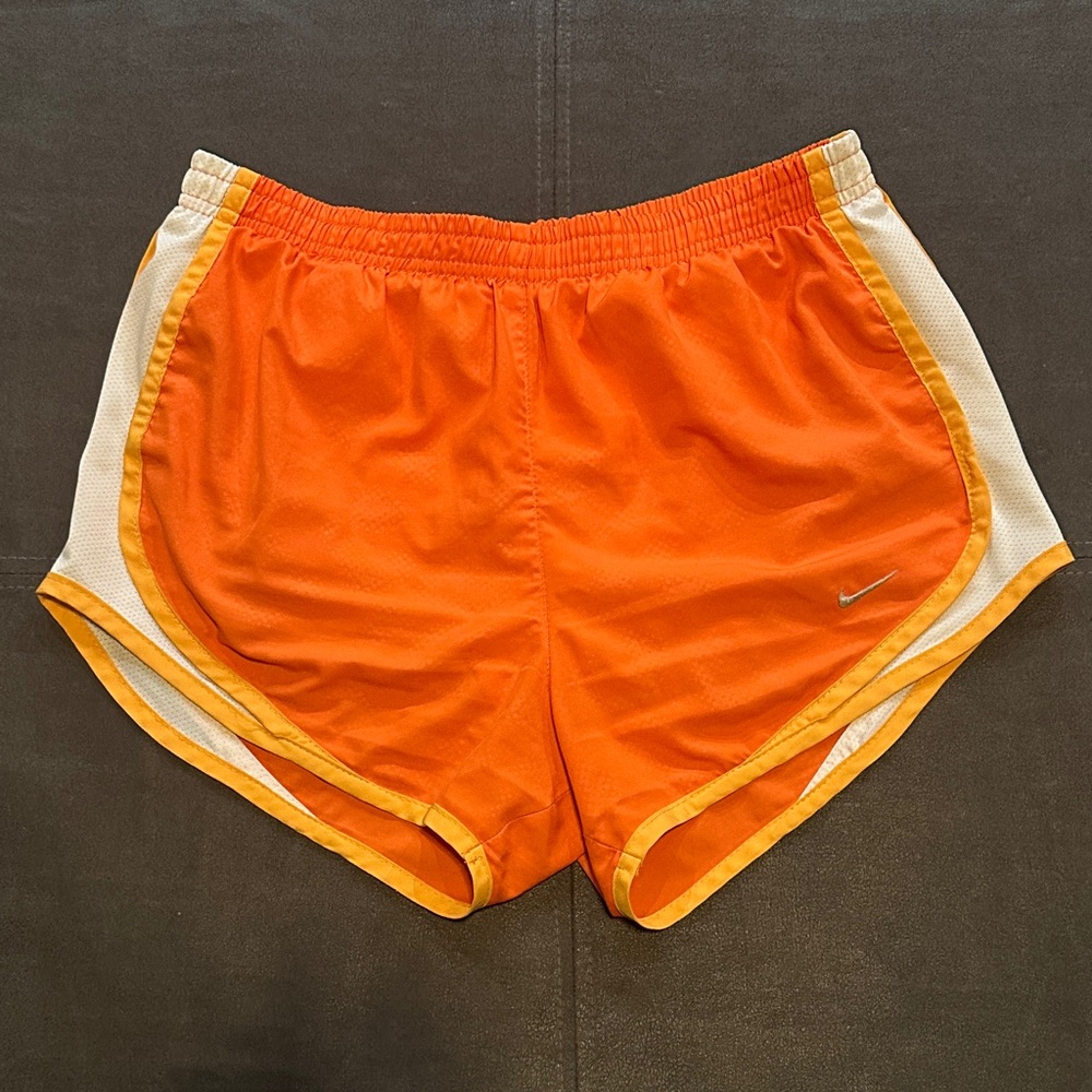 Nike Women's Bright Orange Dri-Fit Tempo Shorts